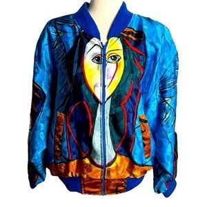 Women's VTG 90's Julia Michael Full Zip Picasso Style Bomber Jacket Size Large